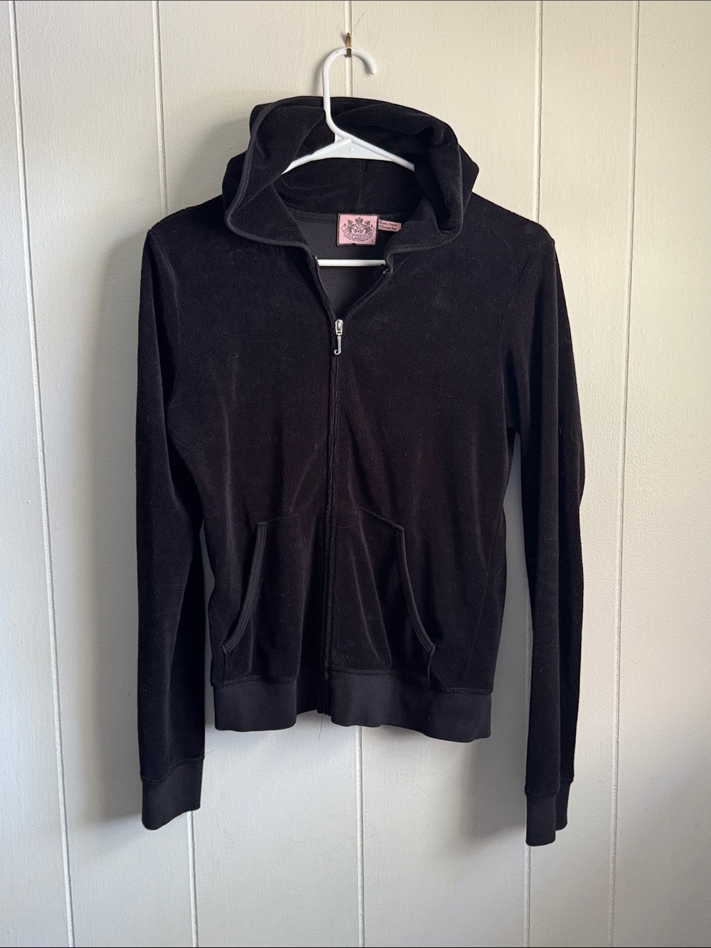 Juicy Couture Classic Black Terry Cloth Jacket Sz L
